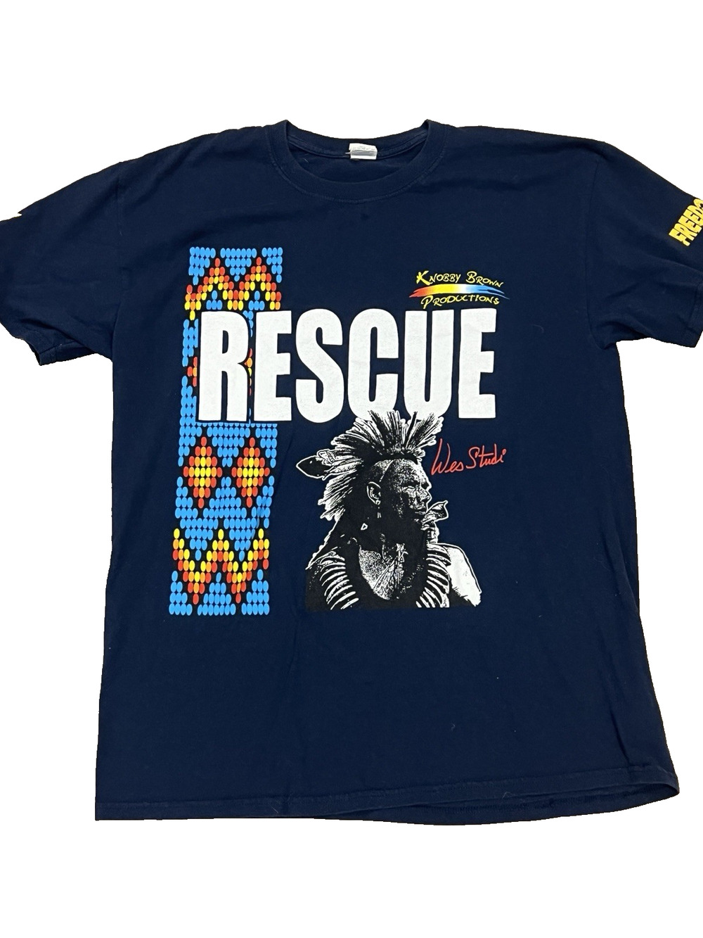 Wes Studi Rescue Native American Concert Rally Save Wild Mustangs T-Shirt L